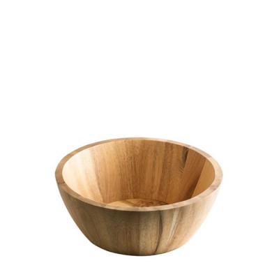 Ensaladera de madera de acacia certificada con forma redonda