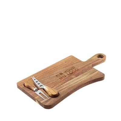 Tabla para cortar quesos de madera de acacia con 2 utensilios