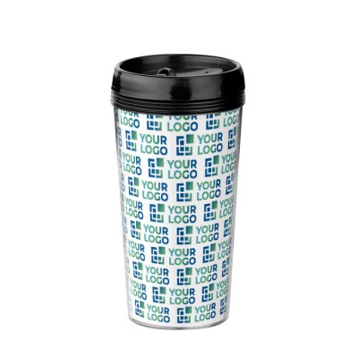 Vasos de viaje con impresión circular color negro