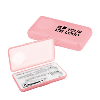 Elegante estuche de manicura publicitario color rosa