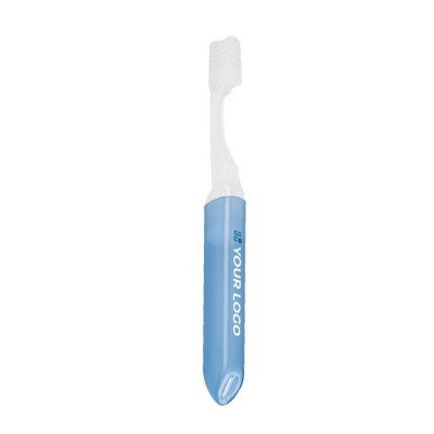 Cepillo de dientes plegable color azul con logo