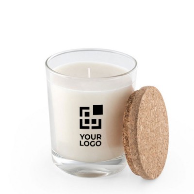 Vela aromática en vaso de cristal con tapa de corcho made in EU 180g