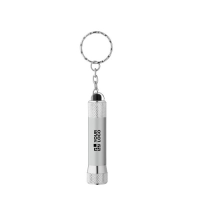 Llavero de aluminio parcialmente reciclado con linterna LED 3 posiciones