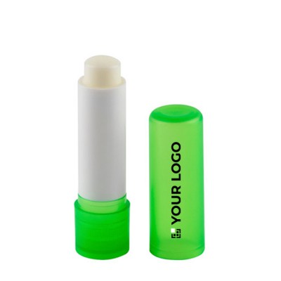 Bálsamo labial vegano con aroma de vainilla y envase transparente