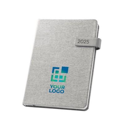 Agendas para empresas color azul vista con logo