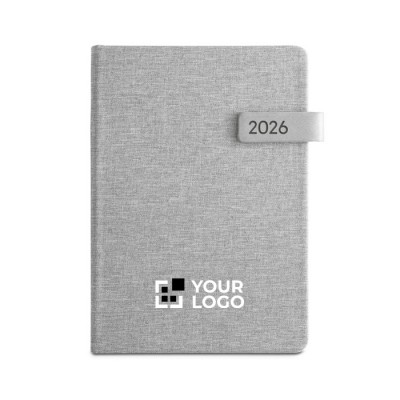 Agendas para empresas color azul vista con logo
