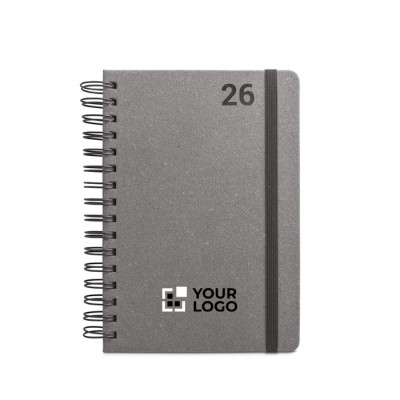 Agenda de cuero reciclado con anillas y planificación diaria A5 vista principal