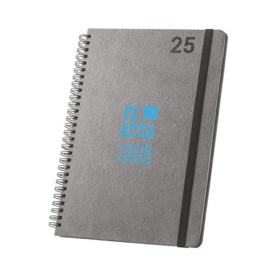 Agenda de cuero reciclado con anillas y planificación semanal B5 vista principal