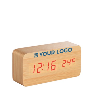 Reloj digital de efecto madera natural