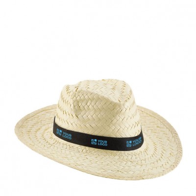 Sombrero de paja natural con cinta fabricada en poliéster Sombrero de paja natural con cinta fabricada en poliéster