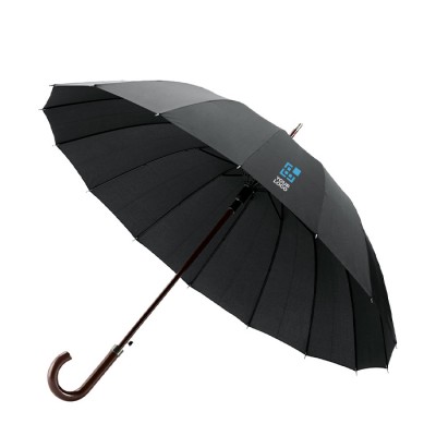 Exclusivo paraguas corporativo de 16 varillas color negro