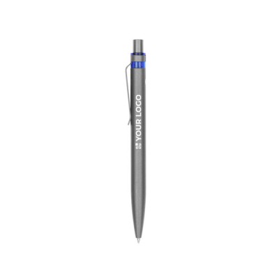 Bolígrafo de aluminio reciclado con detalle a color tinta azul