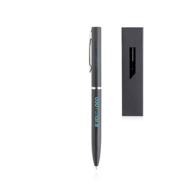 Bolígrafo lujoso de metal en colores mate con funda tinta azul