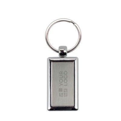 Llavero rectangular con lado de plástico de color y aro de metal