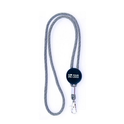 Lanyard tubular de poliéster ajustable y con mosquetón 3cm
