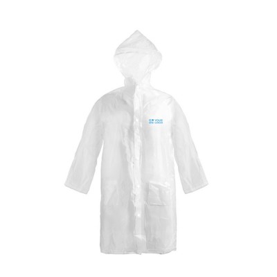 Impermeable de talla única con cierre delantero y gorro incluido