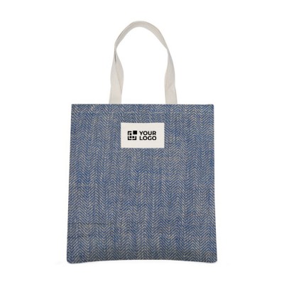 Bolsa de yute con asas de algodón y tejido con acabado zig-zag