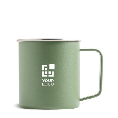 Taza de acero inoxidable reciclado con diseño moderno y asa 400ml