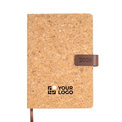 Agenda con vista diaria en español y portugués con tapa de corcho A5 Agenda con vista diaria en español y portugués con tapa de corcho A5