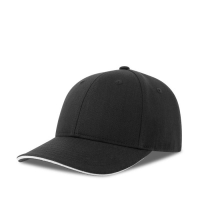 Gorra de algodón reciclado y orgánico con visera con detalle color blanco/negro vista de impresión