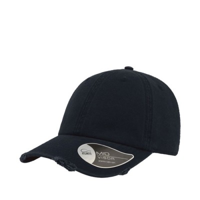 Gorra de algodón de estilo americano 90s con desgaste 280 g/m2 color azul marino vista de impresión