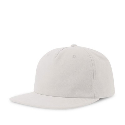 Gorra vintage de algodón reciclado con visera plana 260 g/m2 color blanco vista de impresión
