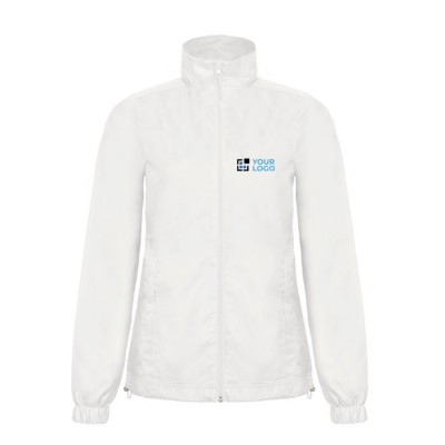 Chaqueta de poliéster para mujer impermeable y cortaviento B&C
