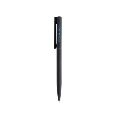 Bolígrafo elegante y fino de latón y acero inoxidable tinta azul
