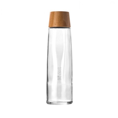 Botella de vidrio sostenible premium con tapa de bambú 750ml