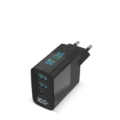 Cargador de pared para cargar multiples dispositivos y pantalla LED 30W