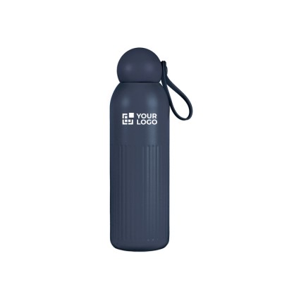 Botella térmica de acero monocromática con tapón redondo con asa 500ml Botella térmica de acero monocromática con tapón redondo con asa 500ml