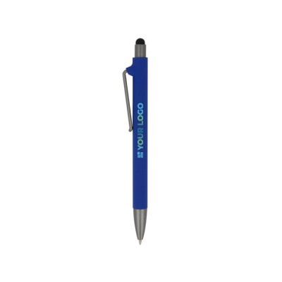 Bolígrafo de plástico reciclado de varios colores y puntero negro