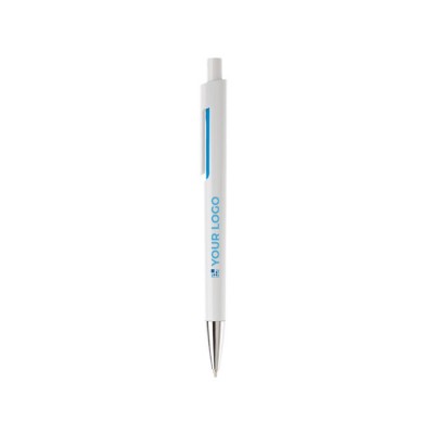 Bolígrafo de plástico blanco con detalles sutiles a color