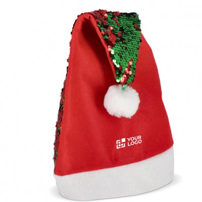 Original gorro de Papá Noel hecho de lentejuelas bicolores