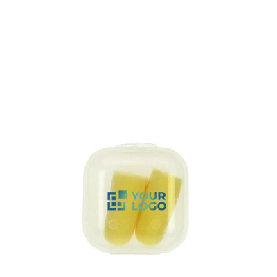Estuche transparente cuadrado con tapones para las orejas