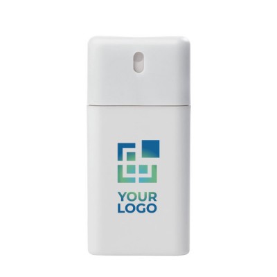 Spray antibacterial con 62% alcohol con mecanismo pulsador color blanco