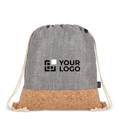 Mochila de cuerdas de RPET con base de corcho y capacidad de 10kg vista principal
