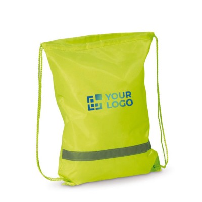Mochila de cuerdas de poliéster con banda reflectante horizontal