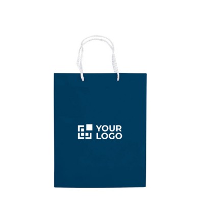 Bolsa mediana de papel laminado de colores con asa de cordón