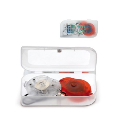Caja transparente con kit de 2 luces blanca y roja para bicicleta