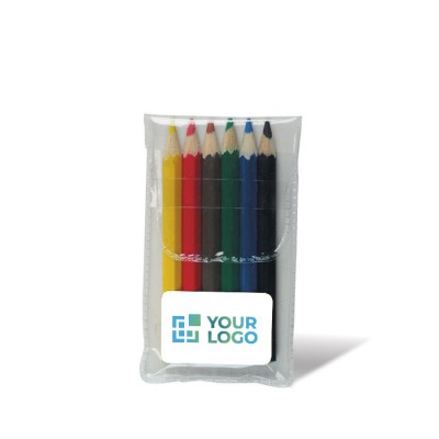 Lápices cortos de colores en estuche transparente personalizable color multicolor segunda vista