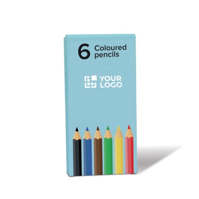 6 lápices de colores en estuche de caja de cartón personalizable color multicolor