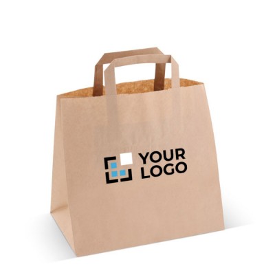 Bolsa de papel kraft mediana con asas de papel y certificación FSC