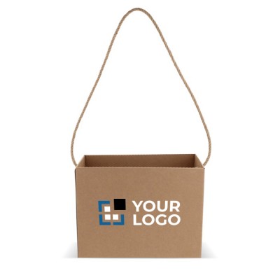 Bolsa horizontal de cartón con asa larga de yute hecha en EU