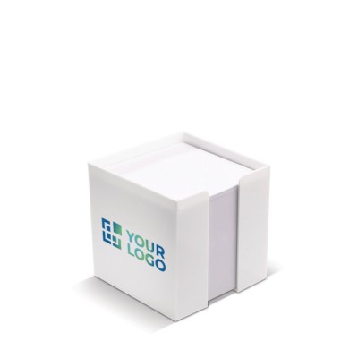 Cubo de 800 hojas blancas para notas en caja de plástico 10x10x10cm