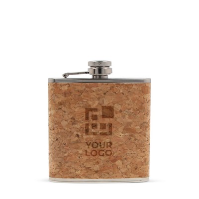 Compacta petaca hecha de acero inoxidable y corcho 170ml