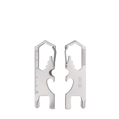 Multiherramienta de acero inoxidable con clip para enganchar a superficie