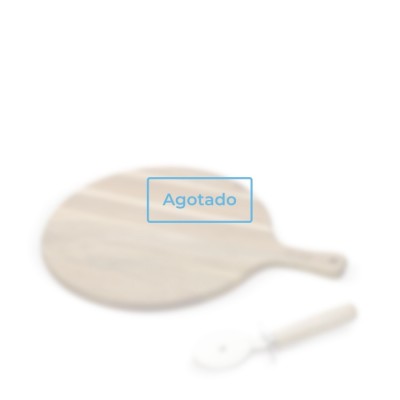 Tabla de madera de acacia para pizza con cortapizzas incluido vista principal - Agotado