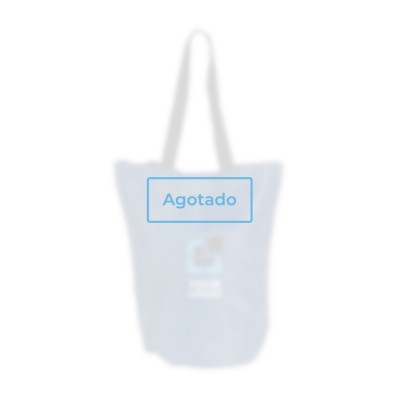 Bolsa plegable publicitaria de poliéster para compra con asas negras vista principal - agotado Bolsa plegable publicitaria de poliéster para compra con asas negras vista principal - agotado