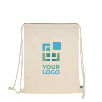Bolsa con función de mochila de algodón FairTrade 140 g/m2 color beige segunda vista